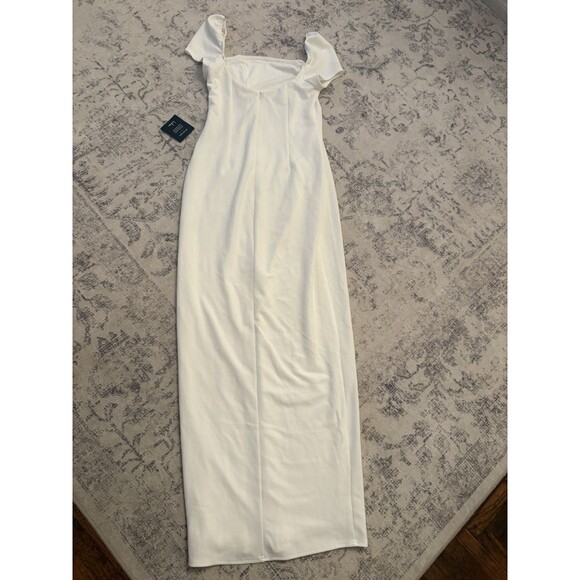Lulus Magnificent Impression White Square Neck Short Sleeve Maxi Dress Large NWT - Picture 4 of 9